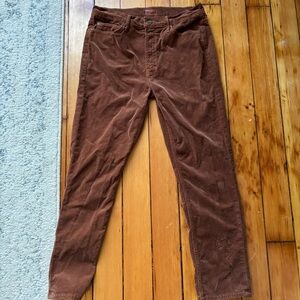 Mother Mid Rise Dazzler Brown Corduroy Pants Hopscotch Brown